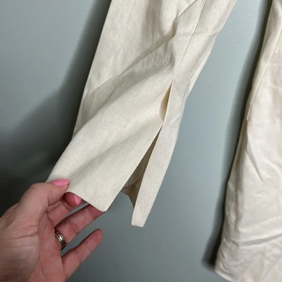 Zara Cream Colored Long Linen Blend Double Breasted Blazer Sz Medium! - Picture 5 of 8